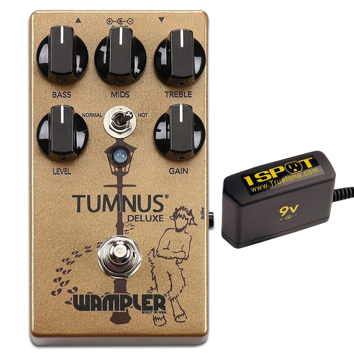 Wampler Tumnus Deluxe Overdrive Bundle w/ Truetone 1 Spot Space Saving 9v Adapter Effects and Pedals / Overdrive and Boost