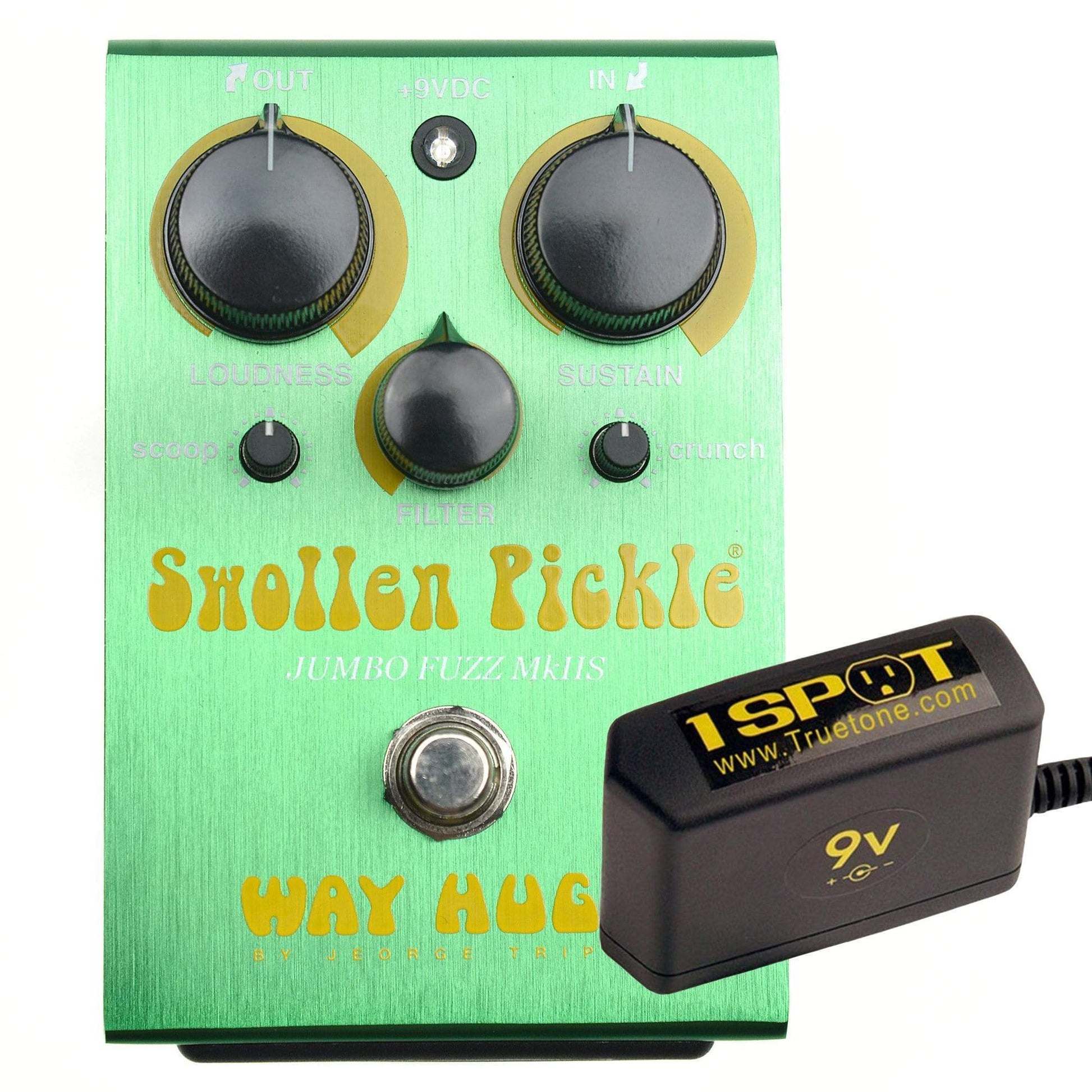 Way Huge WHE401S Swollen Pickle Jumbo Fuzz MkII Bundle w/ Truetone 1 Spot Space Saving 9v Adapter Effects and Pedals / Fuzz