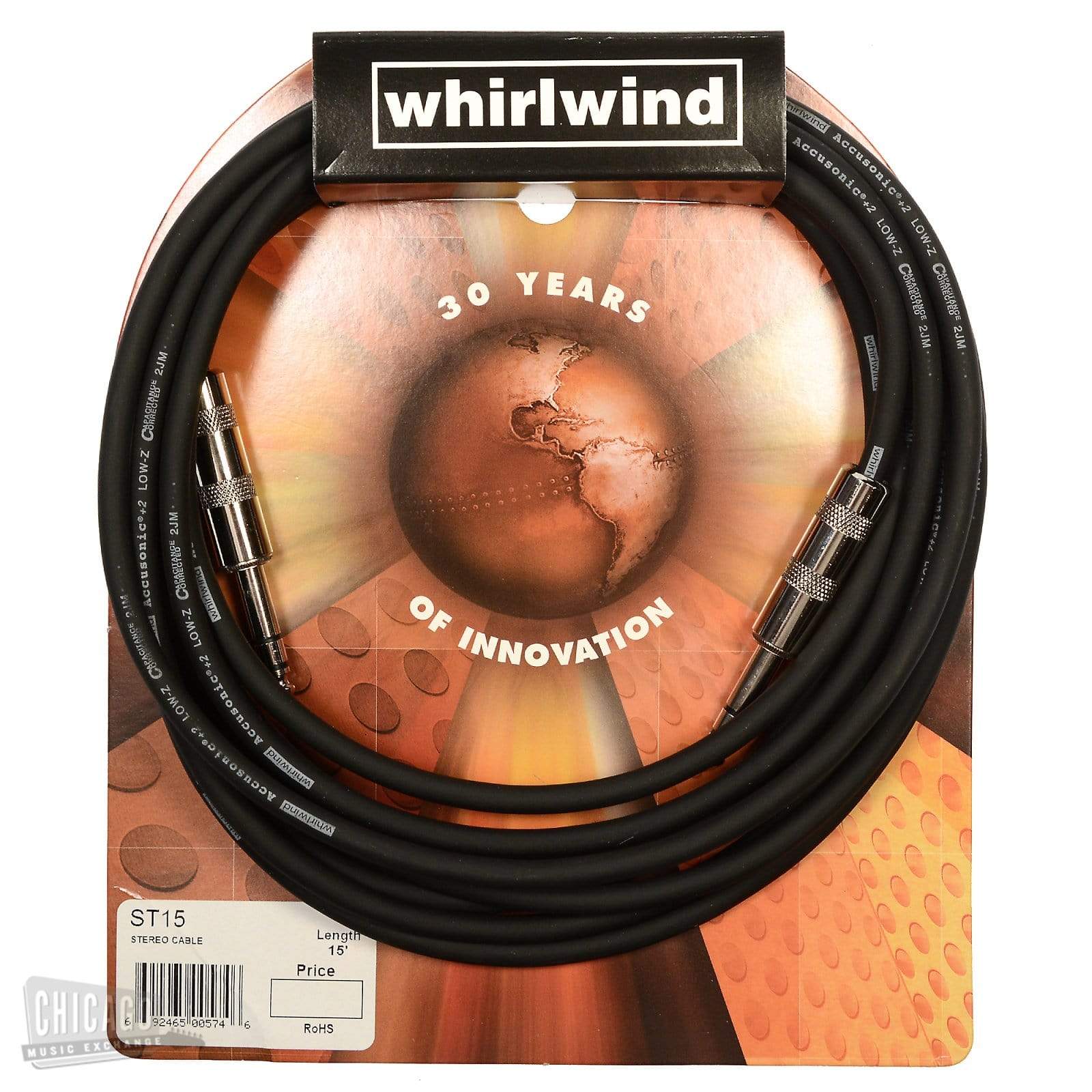 Whirlwind ST15 1/4" TRS Male-Male 15' Cable Accessories / Cables